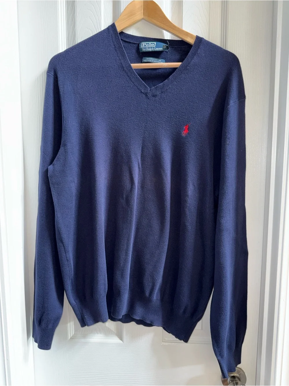 Polo Ralph Lauren Vneck Pullover Sweater Mens XL Navy Layering Preppy Comfort